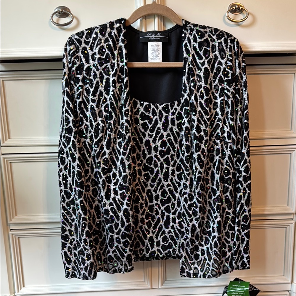 Chic Black and White Sparkle Blouse